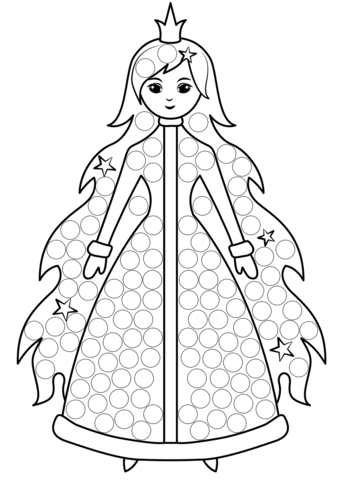 Christmas Princess Dot Art Coloring Page